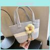 Trendy Fashionable Woven Tote Bag With Floral Accents And Spacious Interior