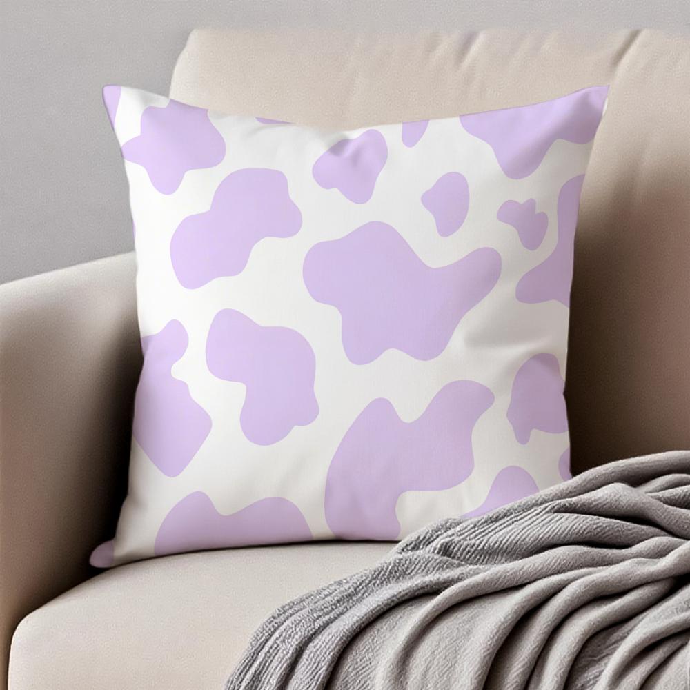 CCow Print Cushion Cover Pillowcase Antidustmite Invisible Zipper Short Plush Sofa Cushion