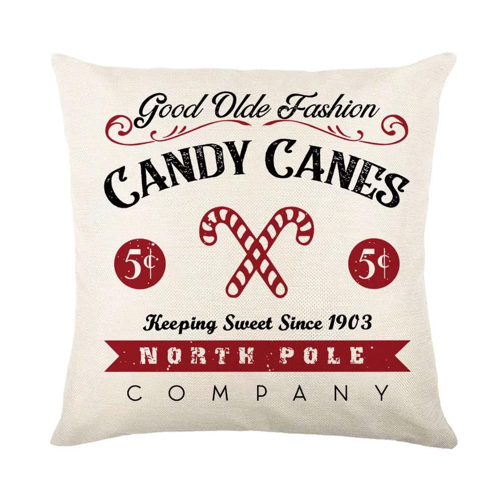 Christmas Cushion Cover Linen Pillow Covers Holiday Decoration Home Decor Salon Sofa Pillow Case Throw/Couch