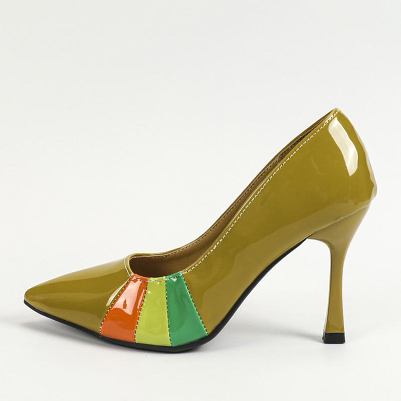 

Liyke Классические черные туфли на высоком каблуке для выпускного вечера Модные лакированные туфли с острым носком для офиса Женские туфли-лодочки на шпильке Mujer 35