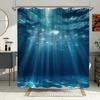 Ocean World Shower Curtain - Super Real Photography, Casual Simple Design, Polyester, Home Bathroom Decor, with Hooks