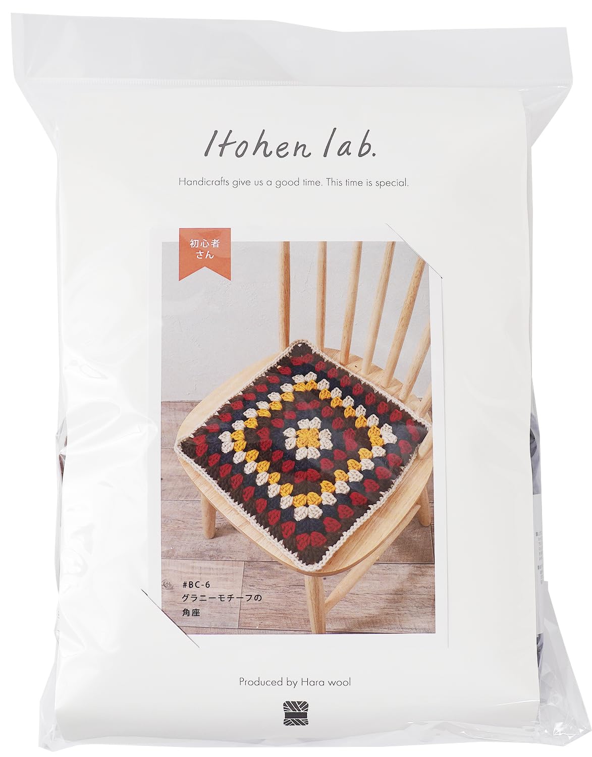 

Набор для вязания из необработанной шерсти для начинающих Квадратный мотив Бабушкин квадрат Код для видеоинструкций BC-6 [QR включен]