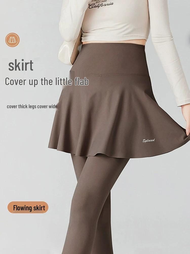 Spring & Autumn Women's Two-Piece-Style Yoga Skirt Pants - Sports Fitness Shark Pants with Integrated Hip Covering Base Layer