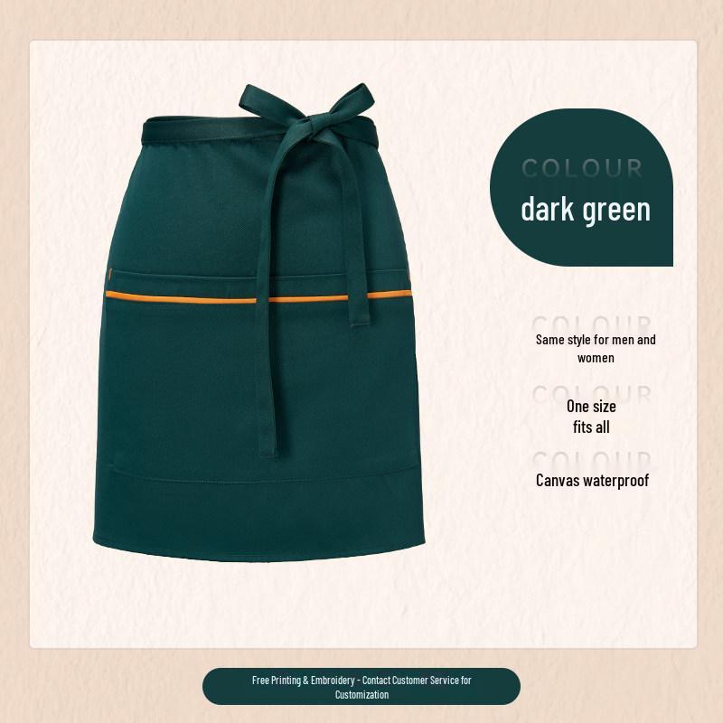 Custom Waterproof Canvas Waist Apron with Logo for Catering, Milk Tea Shops, Baristas