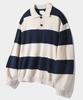 Dimiteulibeullaeg Asi Striped Rugby Long Sleeve Knit T-Shirt_Navy