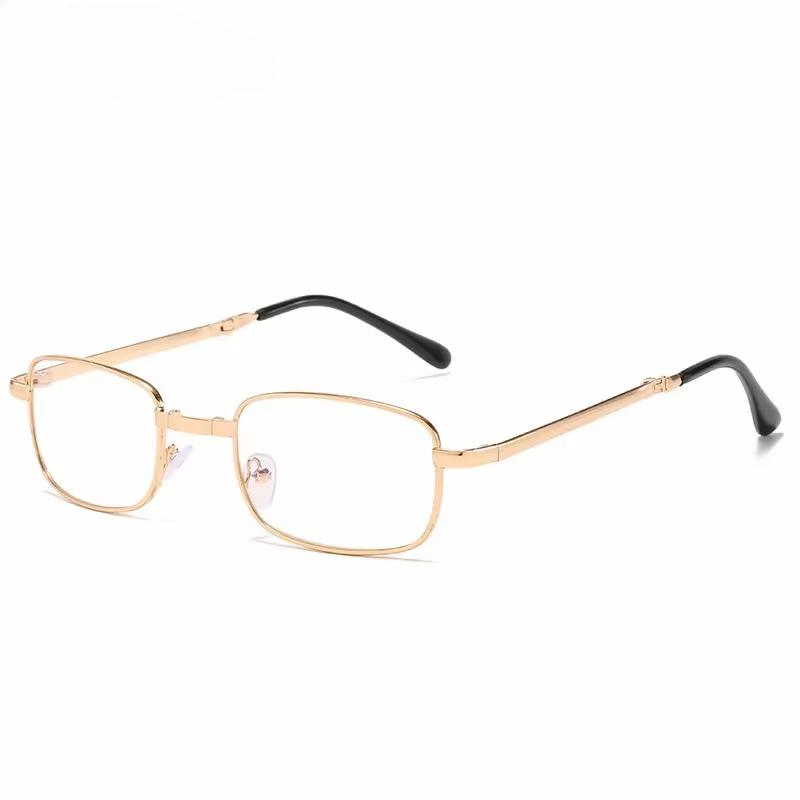 New Fashionable Foldable Square Metal Frame Dual Light Reading Glasses Blue Light Blocking And Eye Protection Diopter To +4.0