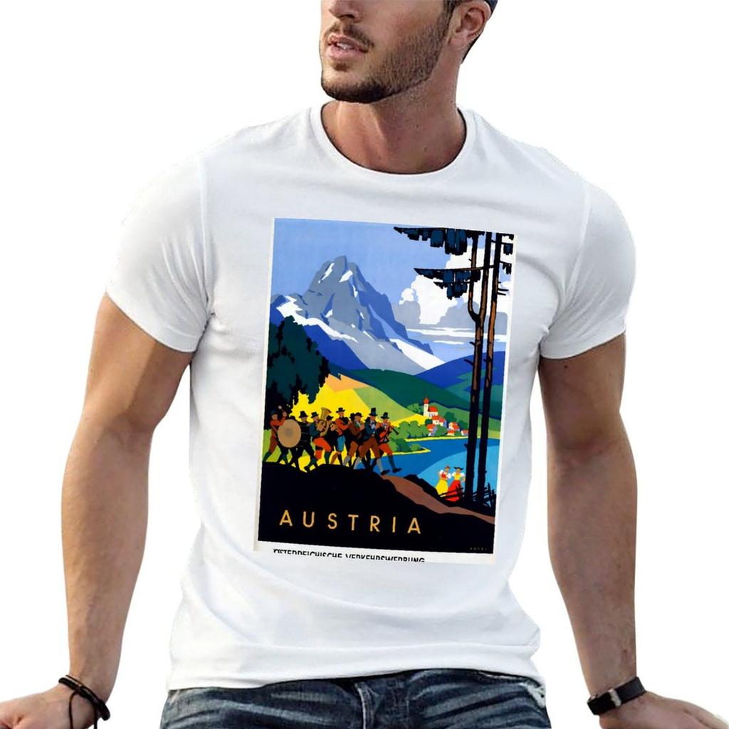 Austria Vintage Travel Poster T-Shirt Man T Shirt Designer Graphic T Shirts for Man T Shirts Fo