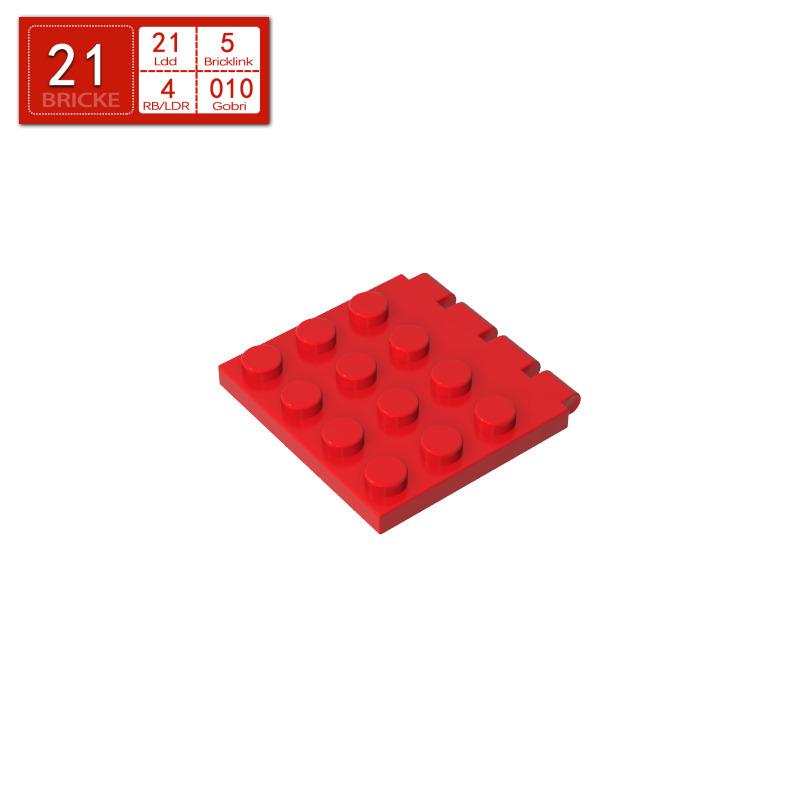 BRICKE 4213 4x4 Roof Hinge Plate, LEGO-Compatible Building Block Spare for MOC DIY. Single Piece красный