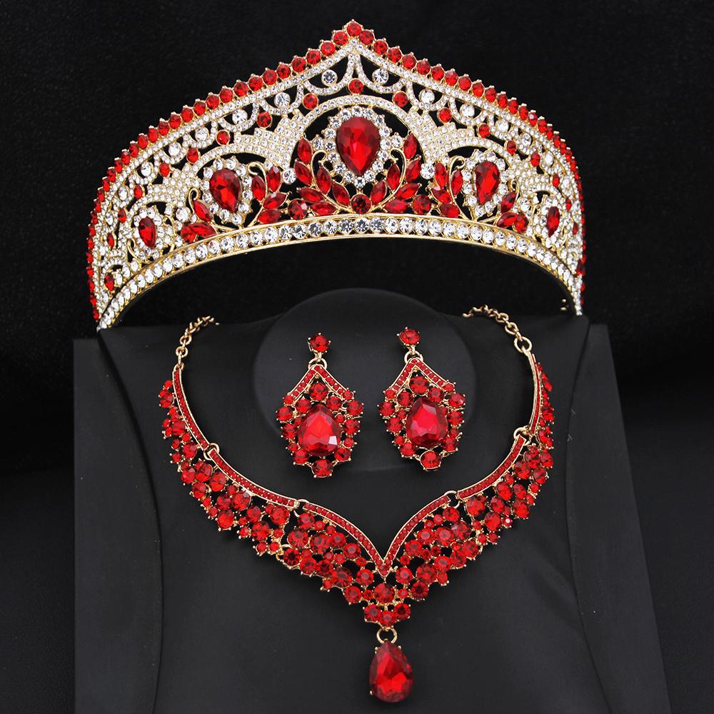 Princess Bride Crown Jewelry Sets for Women Tiaras and Necklace Earrings Set Prom Bridal Wedding Birthday Jewelry Accessory