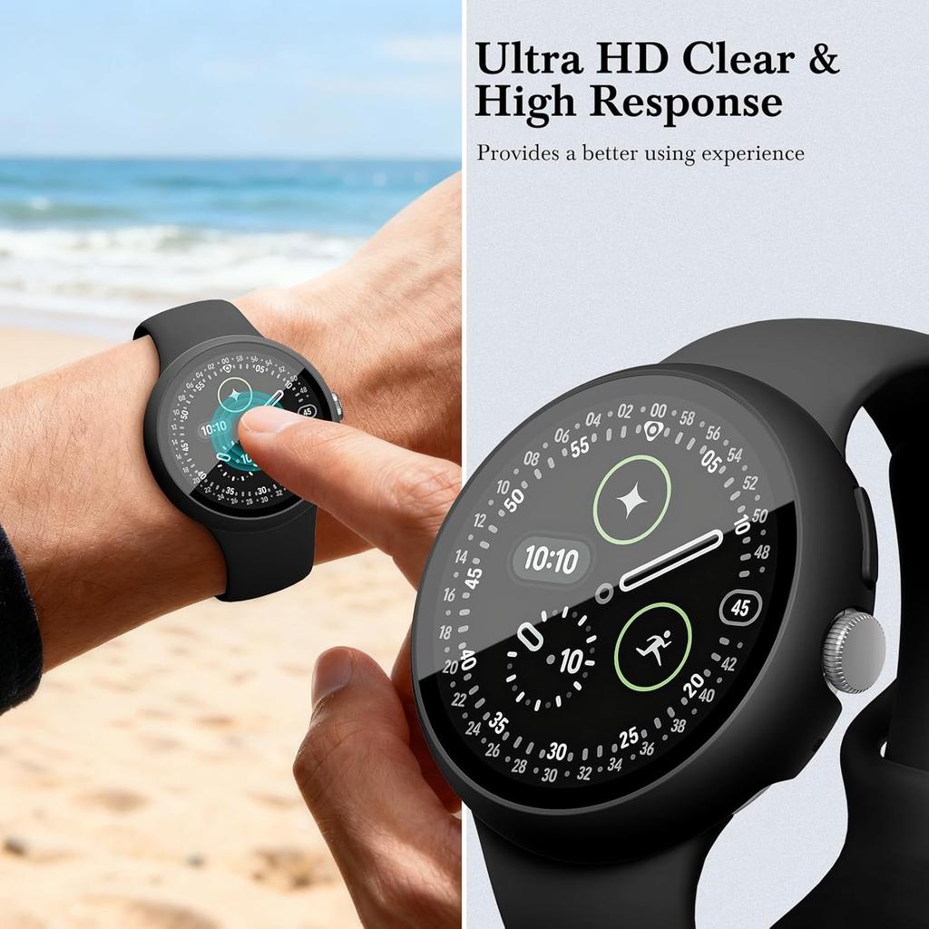 Etui z Ochroną Ekranu do Google Pixel Watch 4 41mm 45mm Twarde PC Ochronny HD Hartowane Szkło Zderzak Cover do Google Watch 4