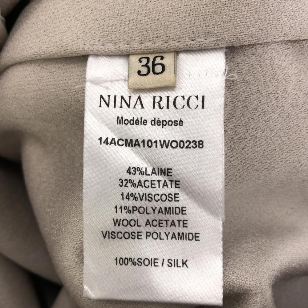 Nina Ricci Wool Blend Stainless Collar Coat 36 Light Gray Long Women Used