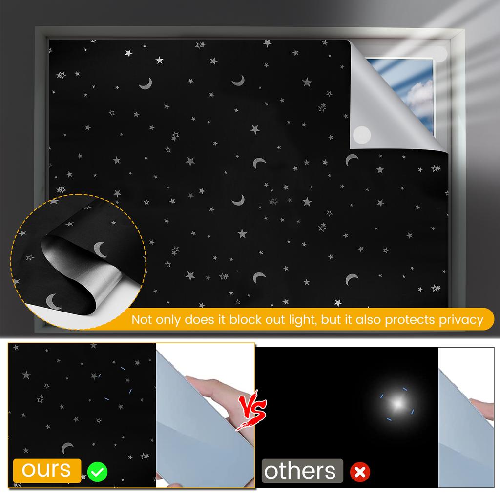 100% Blocking Curtain Self-adhesive Privacy Protection Opaque Window Sticker DIY Thermal Insulated Black Window Covering NEW