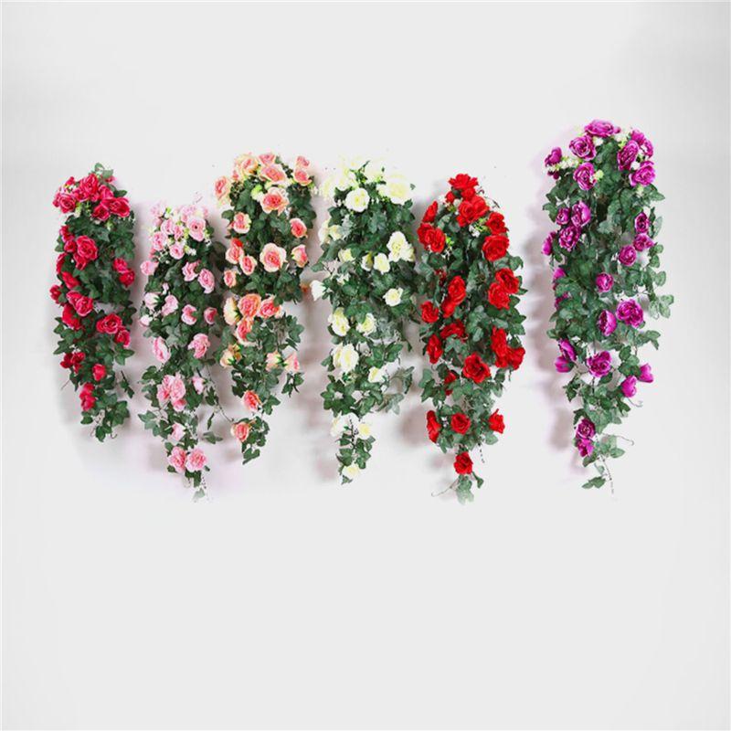 Stunning 90cm Artificial Silk Rose Flower Garland With Lifelike Green Ivy Leaves For Home Decor