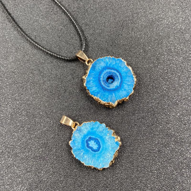Seven-Color Crystal Sunflower Pendant Necklace with Gold Edging