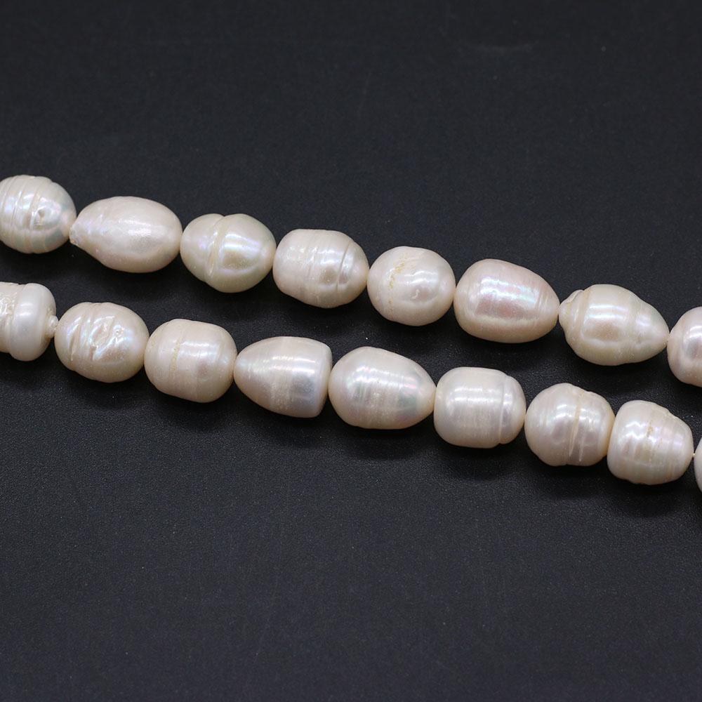 36cm Strang 12-13mm Weiße Natürliche Süßwasser-Reisperlen Abstandshalter Perlen DIY Ohrring Halskette Armband Teile