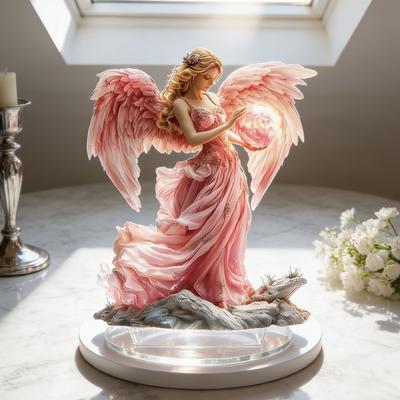 Yousheng Prayer Angel Table Sign 2D Flat Acrylic Angel Desktop Ornament for Tabletop Shelf Entryway Christmas Home Garden Patio Decor