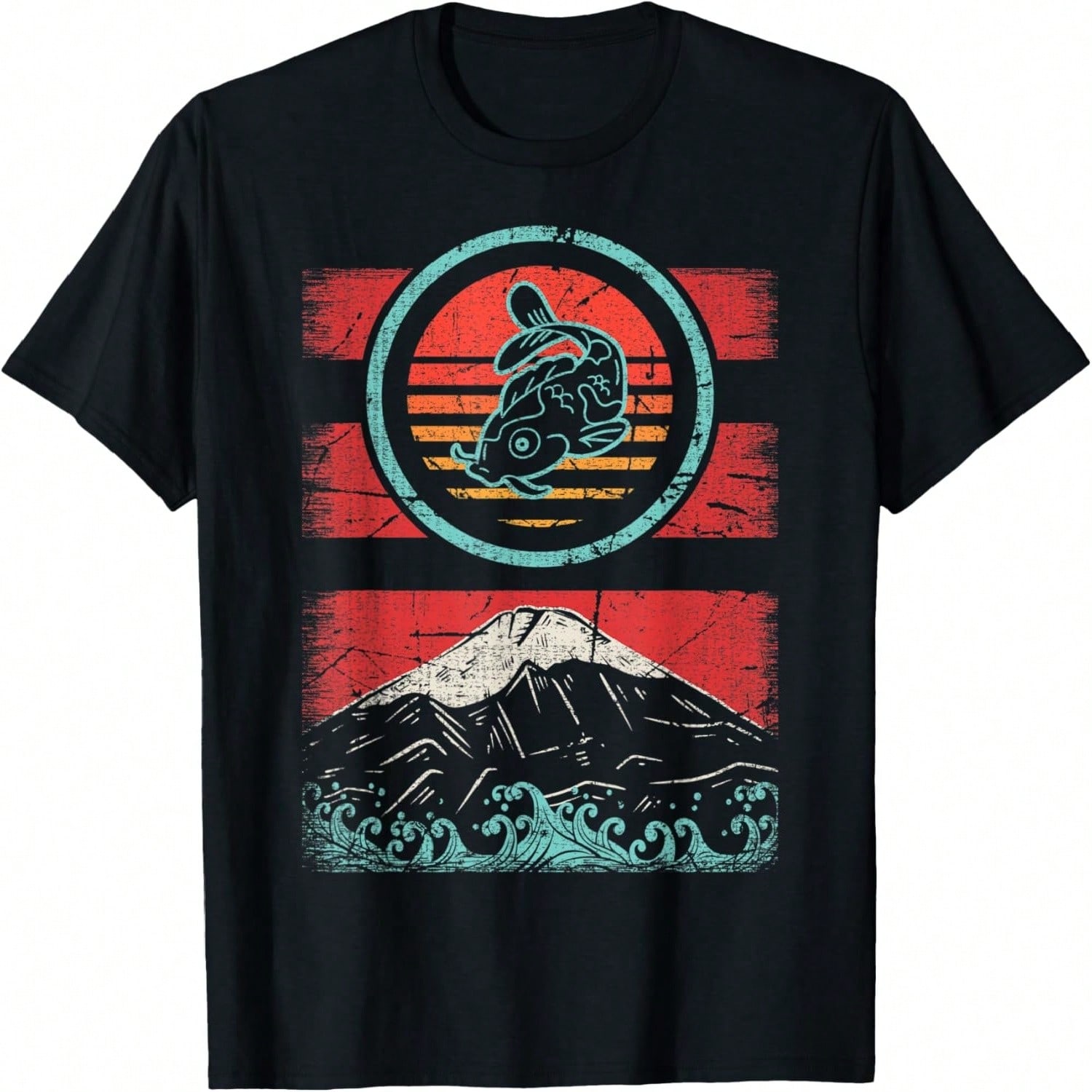 Koi Cherry Blossom Heart Love Peace Japanese Koi Carp T-Shirt S разноцветный