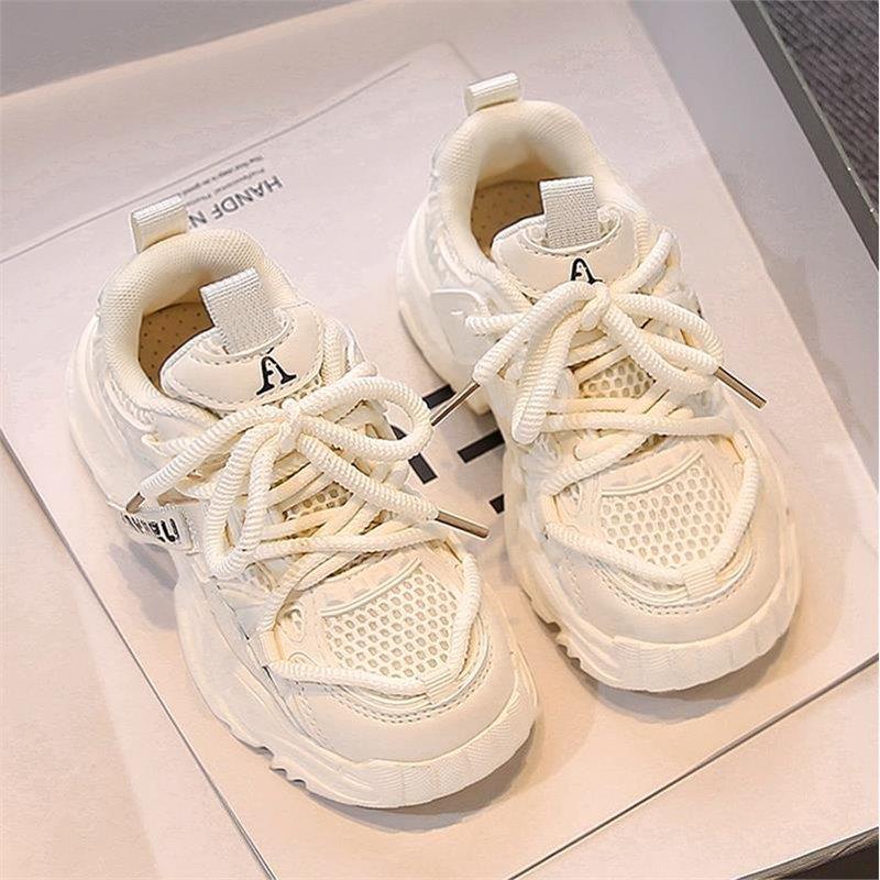 Girls' Mesh Sneakers, New Summer Model, Breathable White Dad Shoes for Children, Thin Style for Older Girls