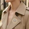 Backpack Decoration Pin Sparkling Rhinestone Sunflower Brooch, Golden Plated Floral Lapel Women Flower Accessory Pin, Dainty Clothing Jewelry