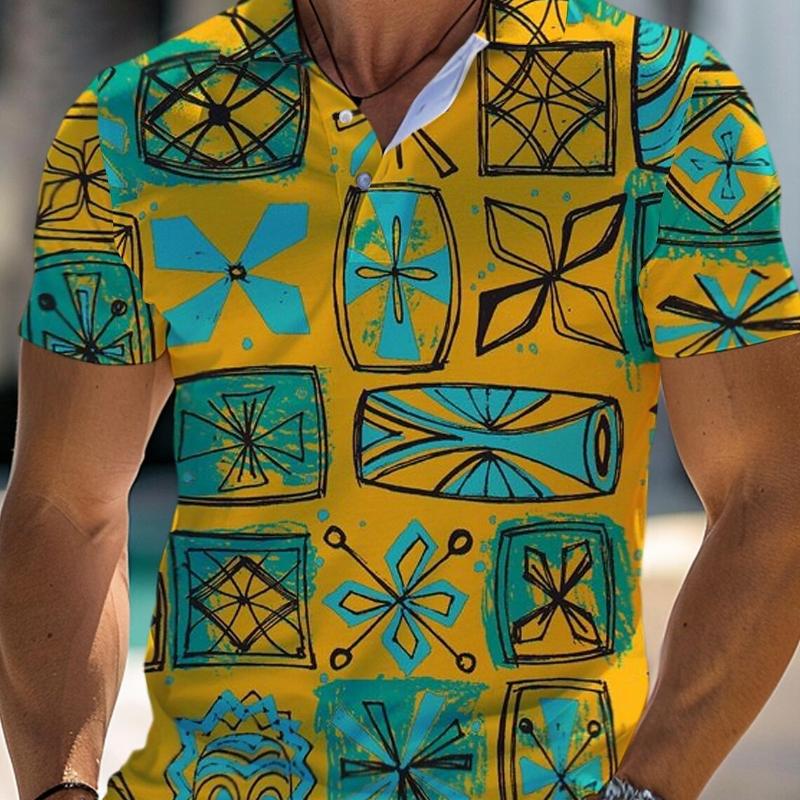 Sommer Tropisch Floral Botanisch Herren Casual 3D-Druck Golfpolo Polyester Kurzarm T-Shirt Umlegekragen Mikroelastisch Revers Polo