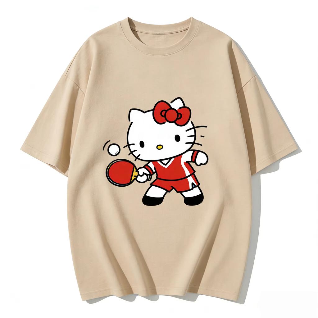 2026 new Summer HelloKitty Cute Graphic Tee Casual Short Sleeve Cotton Top for Women Girls Kawaii Cartoon Print Streetwear