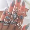 11 ცალი ქალის რეტრო ღრუ Rhinestone Knuckle Midi თითის წვერი დასაწყობი სახსრების ბეჭედი