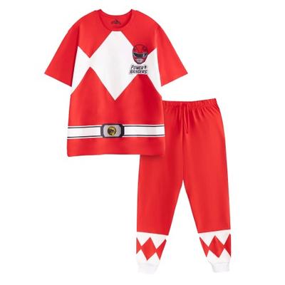 Mens Red Power Ranger Short-Sleeved Long Pyjama Set