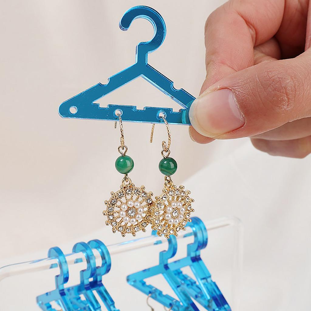 Hanging Hanger-Shaped Earring Organizer Rack Acrylic Earring Bracelet Choker Storage Display Holder with 8pcs Hangers