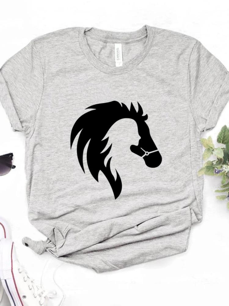 Horse Head Print T Shirt Women Short Sleeve O Neck Loose Tshirt Summer Women Tee Shirt Tops Camisetas Mujer