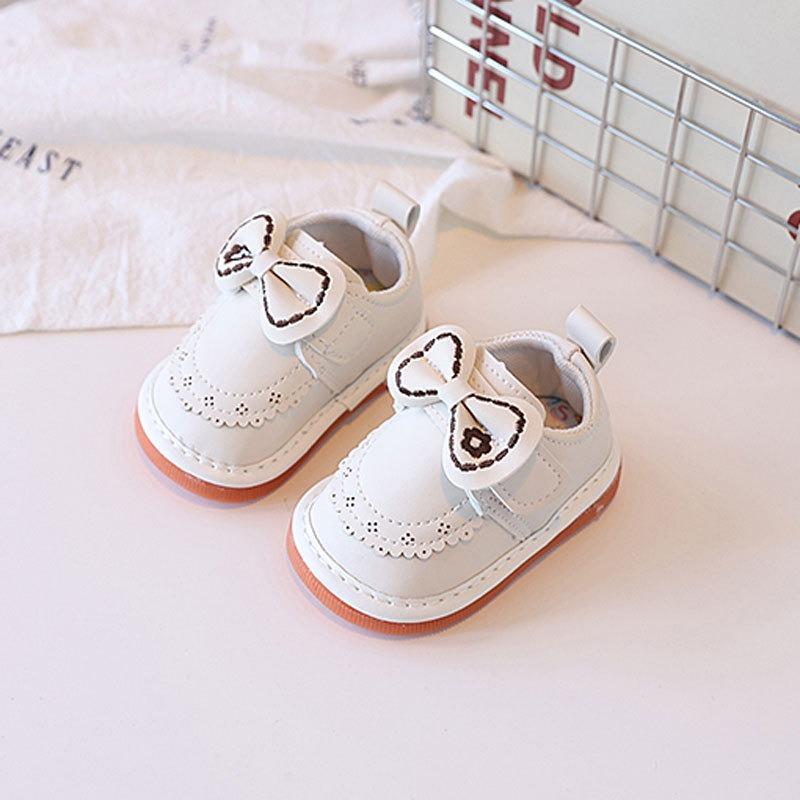 Walking Shoes for Spring/Autumn Beginners, Baby Shoes 0-1-2 Years Old, Infant Soft-Soled Princess Squeaky Shoes.