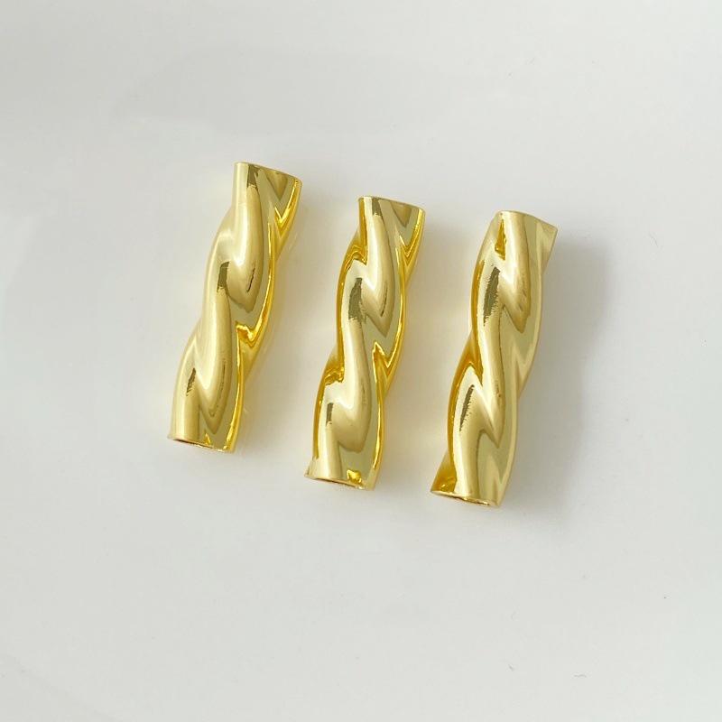 Gold-Plated Twisted Hollow Copper Tube for DIY Jewelry & Clothing Accessories