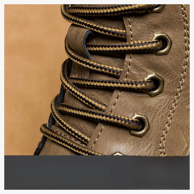 Retro Men's Ankle Boots Waterproof Casual Leather Boots High Top Shoes for Men Non Slip Work Boots