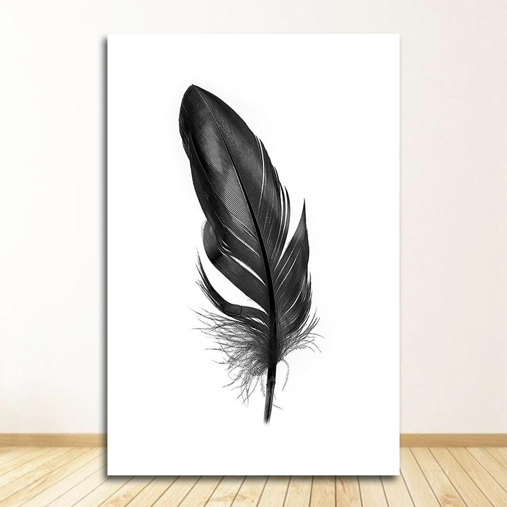 Nordic Decorative Picture Painting Modern Home Decor Islamic Quotes Wall Art Canvas Black White Feather Print Minimalist