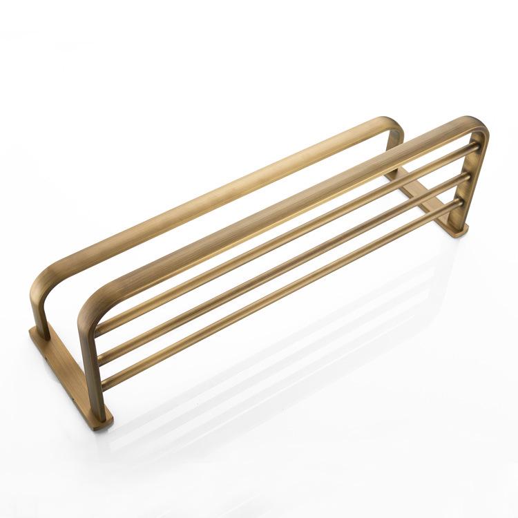 European Retro Copper Bathroom Shelf and Towel Rack in Antique Style