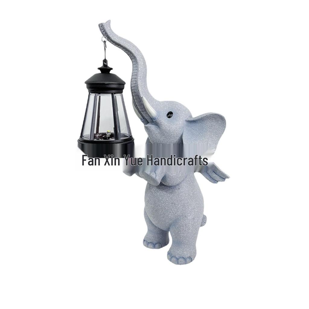 Cross-border Solar-Powered Elephant Garden Statue: Resin Outdoor Hanging Lamp & Courtyard Ornament