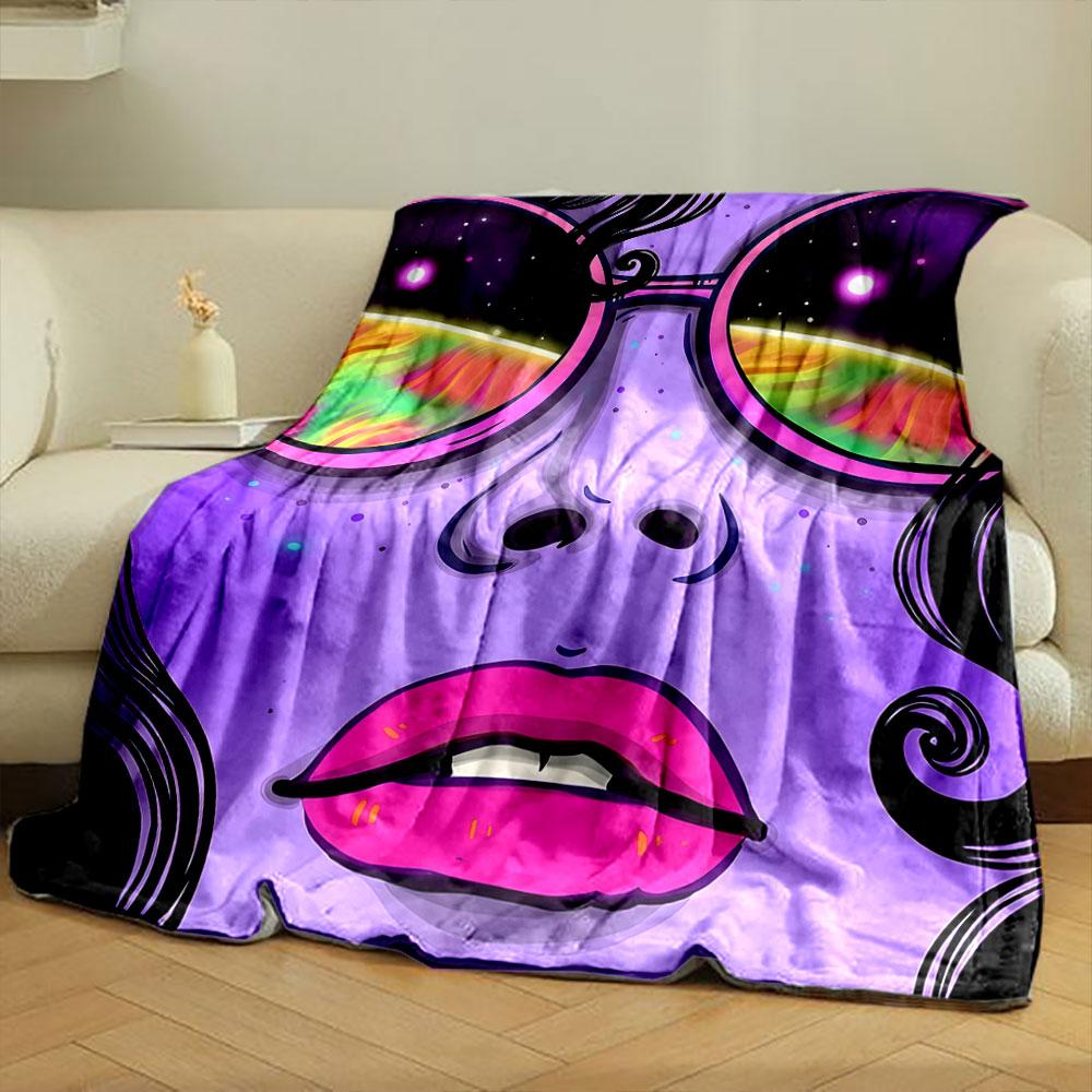 Kosmische Sonnenbrillen Mädchen Decke Schlafzimmer Decke für Wohnzimmer Sofa Mittagspause Weicher Überwurf für Freundes Festival Geschenk