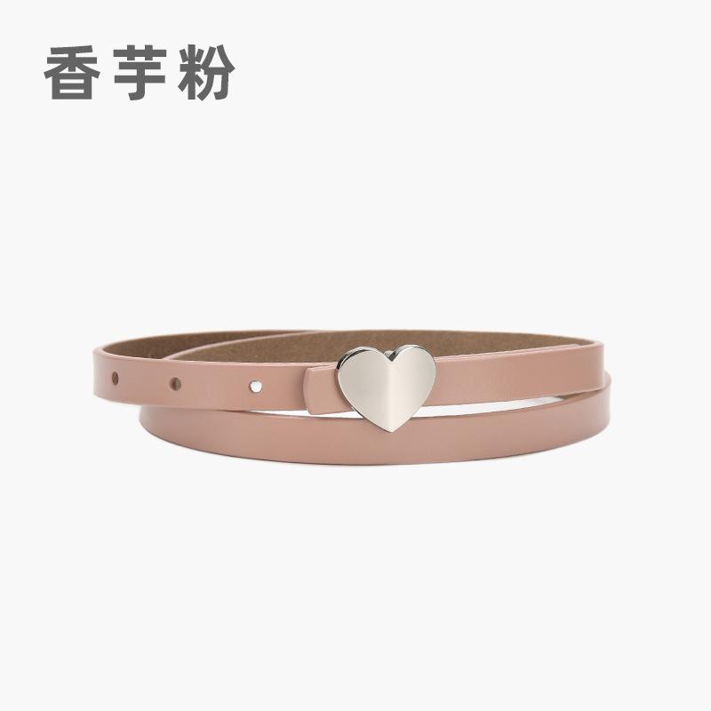Leather Belt Women'S Thin Jeans With Decoration And Dress Pants Simple Style Heart-Shaped Belt