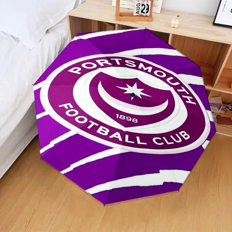 1PC Ports-mouth Fc Anniversary Printed Umbrella Folding Umbrella, Automatic Umbrella 8-Frame for Travel, Camping Fan Gifts Christmas Gifts