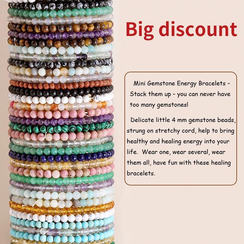4mm Natural Agate Mini Energy Bracelet Women's Glossy Beads Semi-Precious Pulsera Jewellery Bracelet Bracelet
