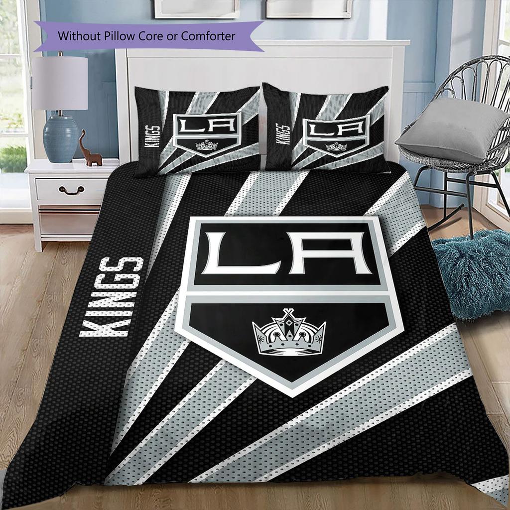 LA Kings Art Pattern Bedding Home Decoration Birthday Gift ( 1 duvet cover + 2 pillowcase, without core),fan merchandise.