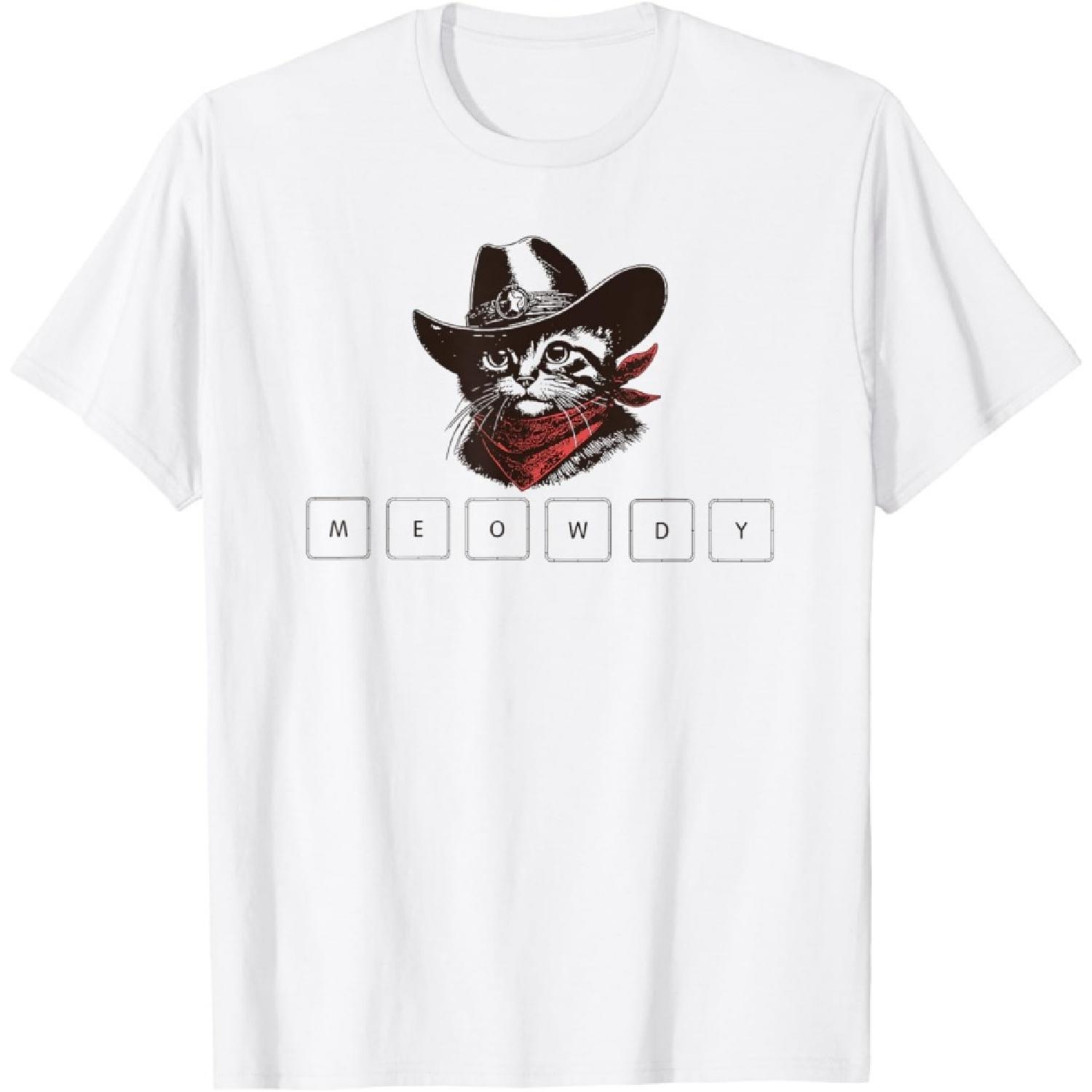 Cat meowdy cowboy hat Keyboard Elements Funny Cat Kitty T-Shirt XXXXXL белый