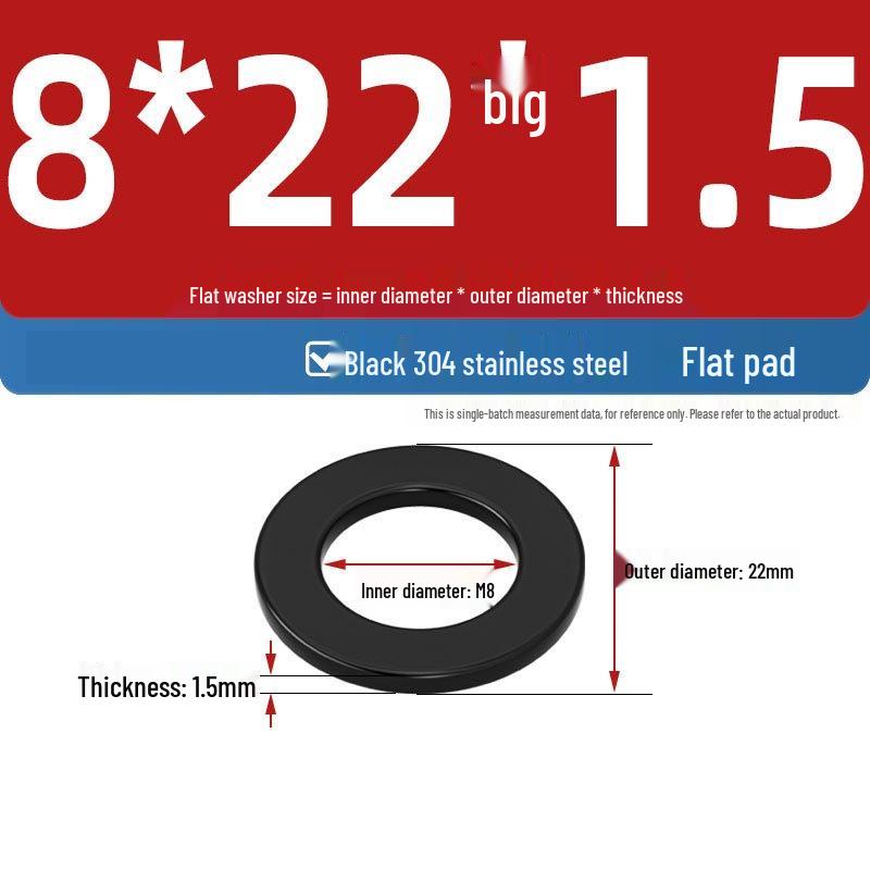 Ultra-Thin Black Zinc-Plated Stainless Steel Flat Washer (M2-M20)
