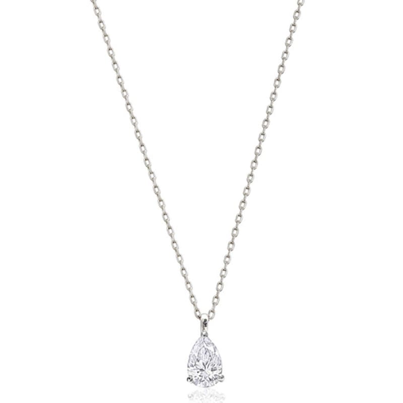Ozel Silver925 Moissanite 0.5ct Pear Cut Necklace PS115N