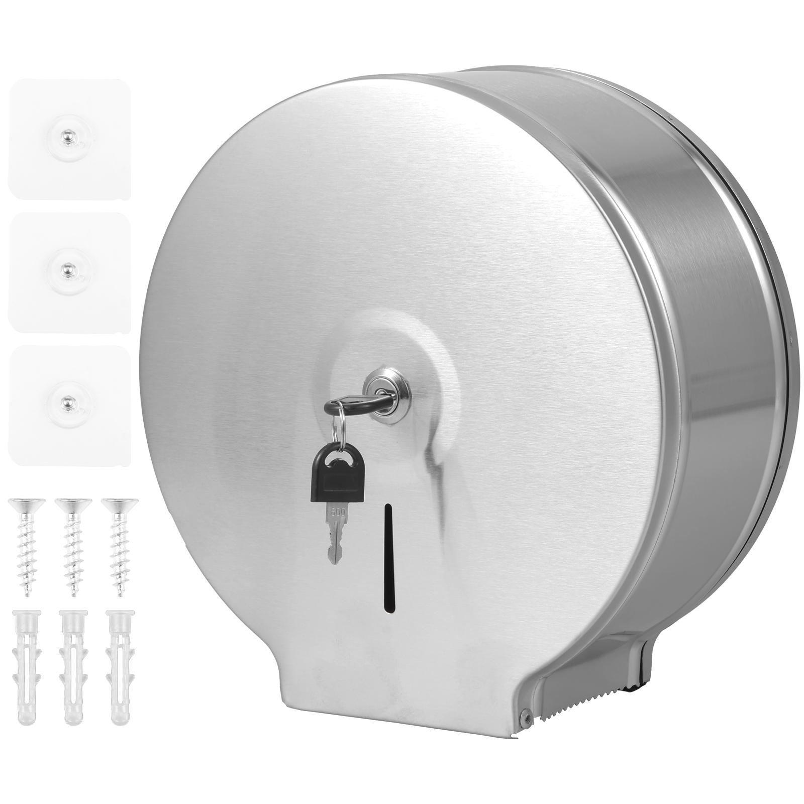 Large Roll Toilet Paper Holder Wall Mount Stainless Steel Toilet Tissue Dispenser Locked Box for Bathroom Hotel Restroom серебряный