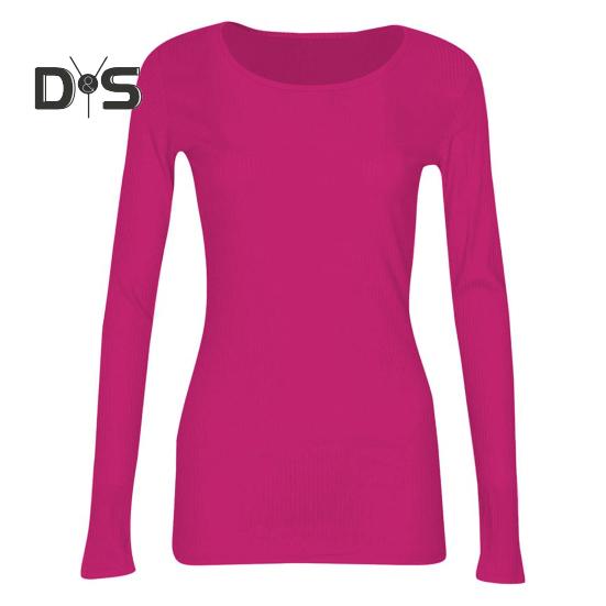 Pullover Tops Women Ribbed Long Sleeve Bottoming Top Regular Fit Lightweight Crew Neck Shirt Daily Wear