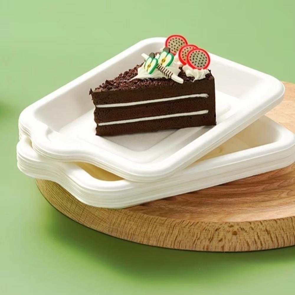 50Pcs Square Cake Tableware Thickened Fruit Plate New Paper Plates Picnic Birthday Party