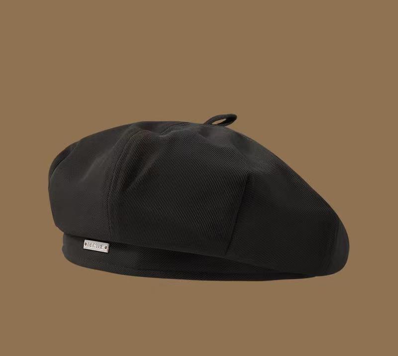 

Beret, Japanese painter s hat, women s spring and autumn new style forward hat, retro and versatile, showing off small face One Size чёрный