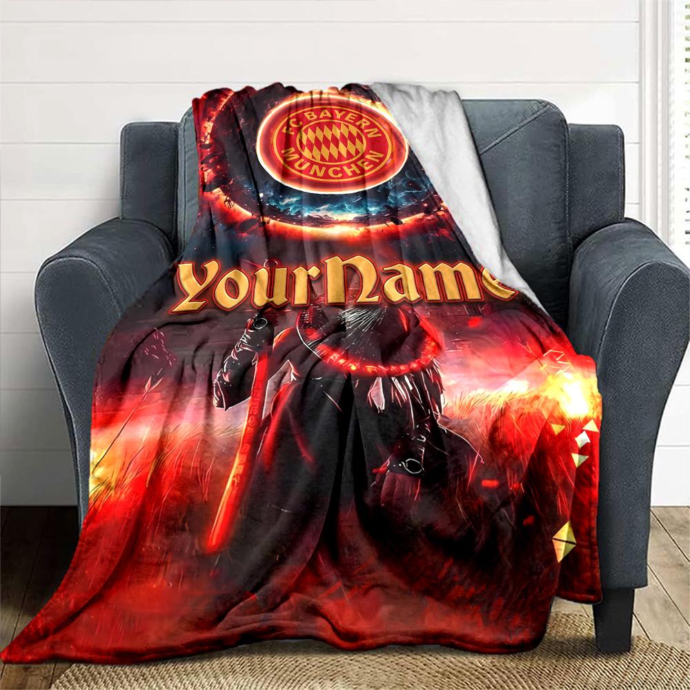 Bayern Munich Personalized Name Blanket Throw Customizable Blanket Warmthful Decor Great for Living Room Sofa Home Decor Nap Four Seasons Universal