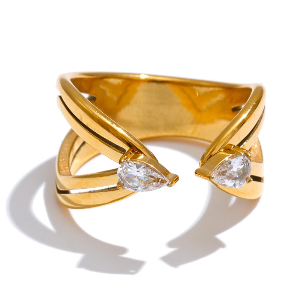 

Размер Иит:678 Нежное многослойное полое геометрическое золотистое кольцо из нержавеющей стали и циркония, не ржавеющее, новинки, рекомендуемые ювелирные изделия 7 золотой