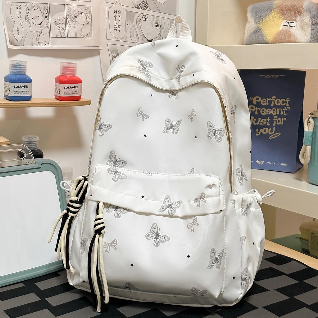 Schoolbag High Value Korean Version Ins Style Backpack Female Student Large Capacity Cute Cartoon Schoolbag Lightweight Simple Backpack
